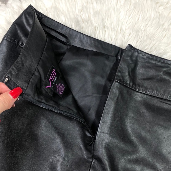 Vintage VS by VAKKO Genuine Lamb Leather Skirt Pencil Zip Front Lined Black - Picture 6 of 9